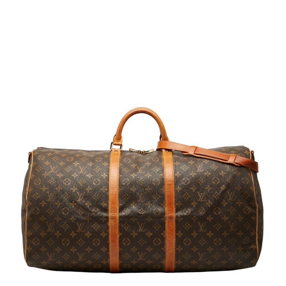 Louis Vuitton Monogram Keepall Bandouliere Boston Bag Shoulder Brown Leather